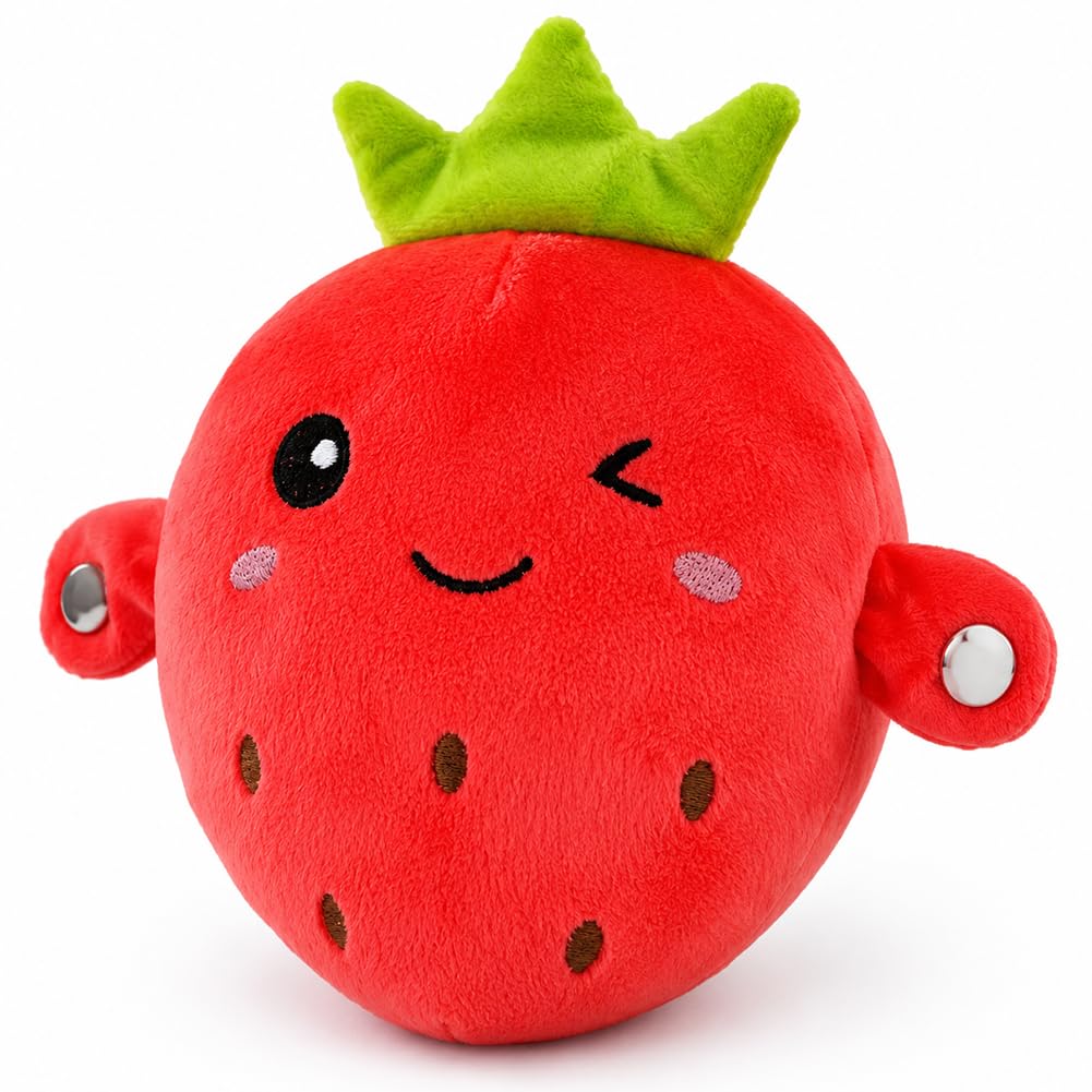 Interactive Music Plush Toy, Motion Activated Plush Animal Piano Toy with Sound Effects, Soft Interactive Musical Plush Doll for Kids, Educational Cuddly Toy Gift for Boys and Girls (Strawberry)