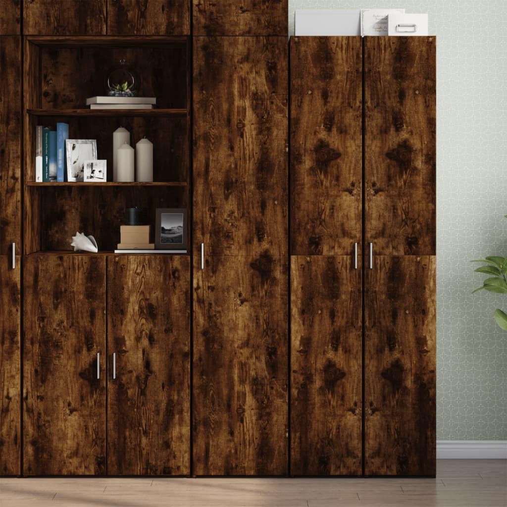 vidaXL Highboard, Sideboard mit Stauraum, Hochschrank Lagerschrank für Wohnzimmer, Beistellschrank Mehrzweckschrank, Räuchereiche Holzwerkstoff