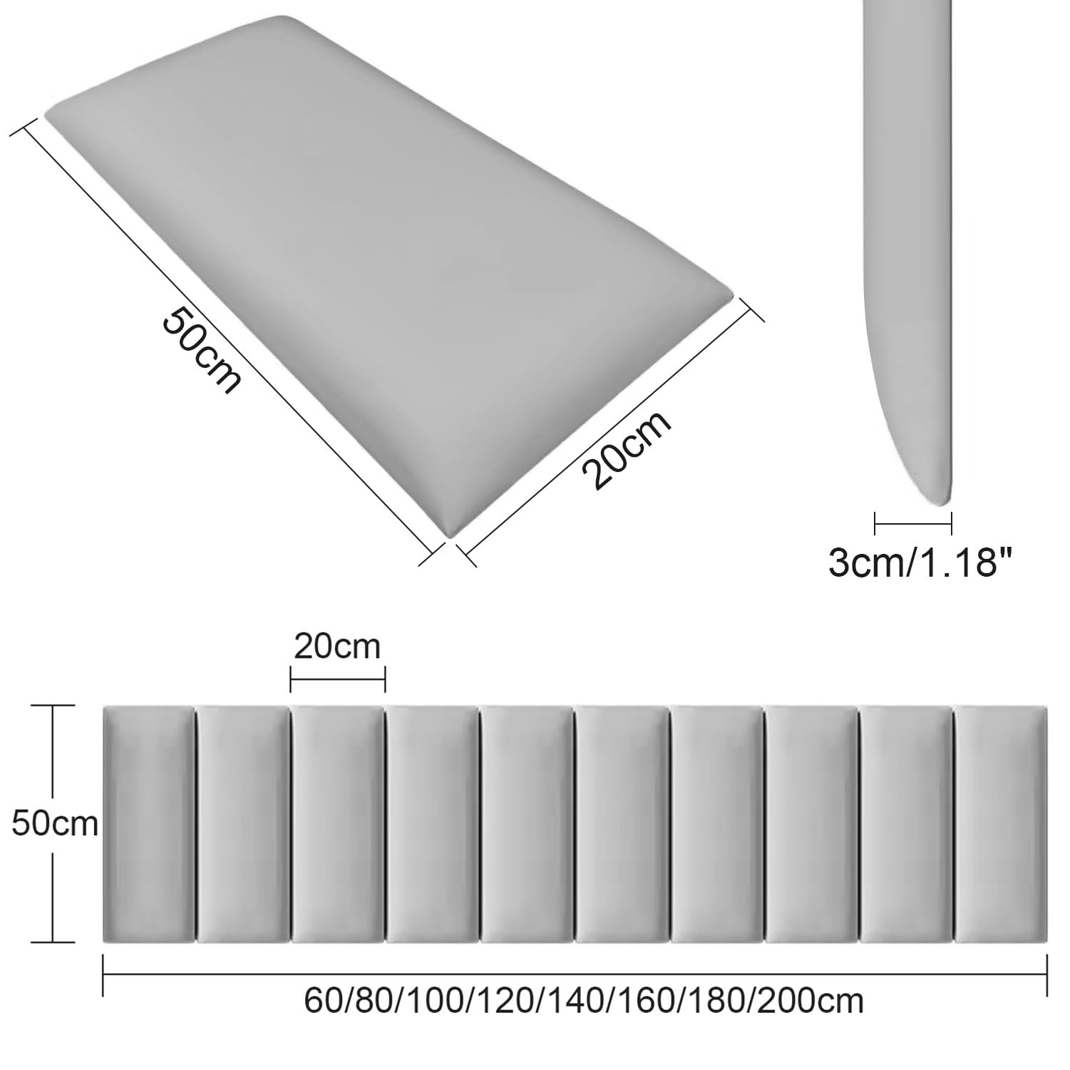 Revestimiento de Pared, Paneles tapizados autoadhesivos, decoración de cabecero de PU Impermeable, Revestimiento de Pared 3D para dormitorios, guarderías, Clubes de Baile - Blanco, 140x50cm