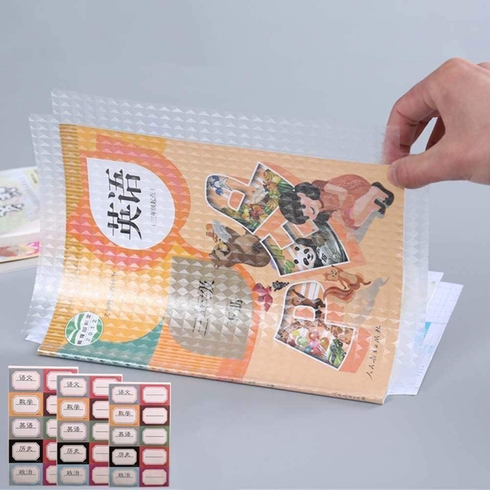 Self Adhesive Book Cover Set (30 Pcs) | Waterproof Transparent Diamond Pattern Sheets for Books & Notebooks | 3 Size Pack (34x25, 43x30, 47x34 cm) School Protective-image-10