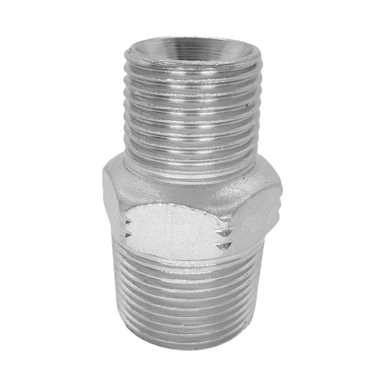 2 Pcs 3/4" x 1/2" Male NPT Hex Nipple Plated Steel Hydraulic Fitting Adapter