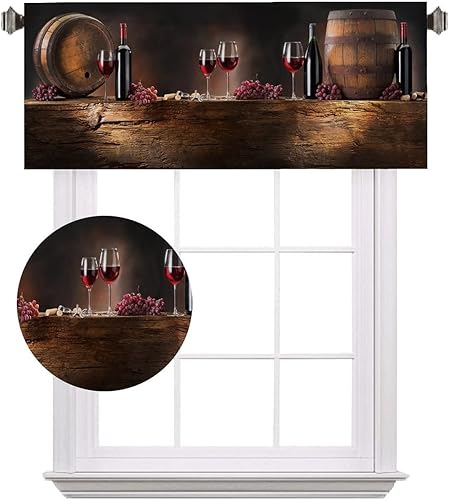 Miniatura 2 de SongYi Cenefas de cocina de granja para ventanas, cortinas cortas opacas para baño, dormitorio, sala de estar, estilo rústico de vino de campo,