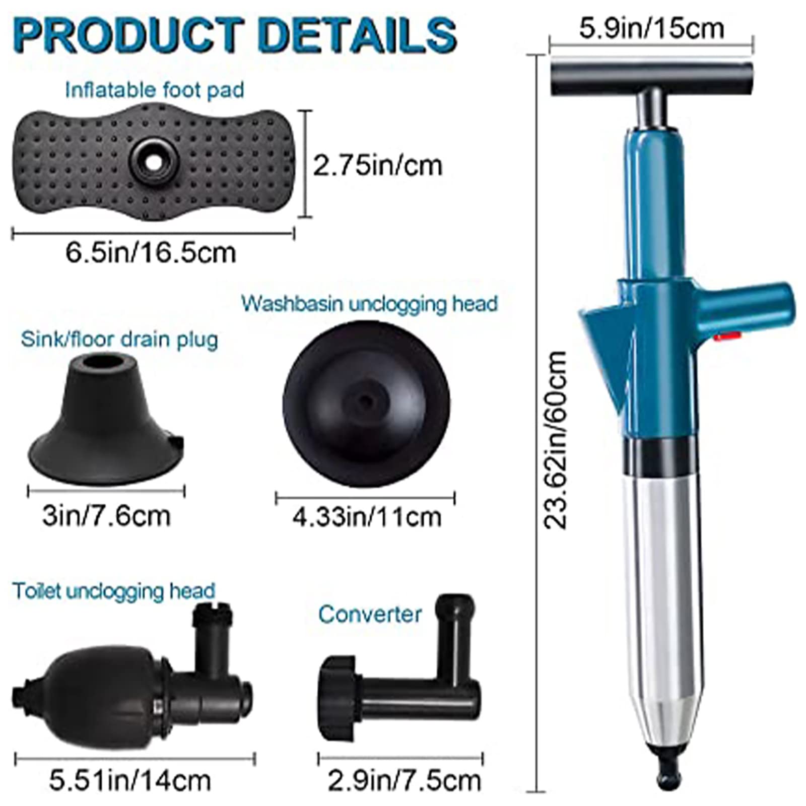 Toilet Plunger, High Pressure Drain Clog Remover, Plungers - View #10