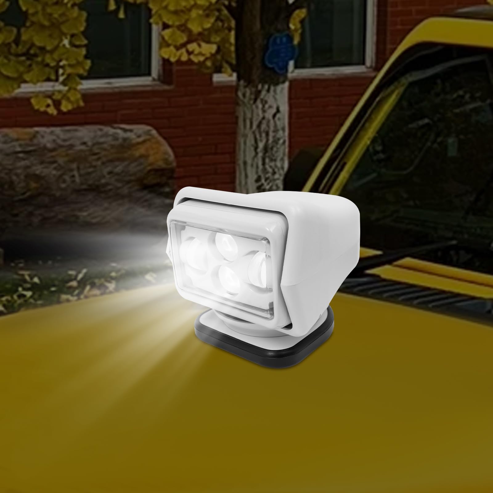 LED Suchscheinwerfer, LED Arbeitsscheinwerfer mit Fernbedienung, 60W 600m 8000LM, IP67 Wasserdicht 360° Drehbar, Arbeitsleuchte Funkfernsteuerbar für Geländewagen ATV Trucks Boote (Weiß)