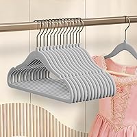 30 Pack 11.6 Inch Gray Velvet Baby Hangers Non-Slip Kids Toddler Coat Hangers Space-Saving Closet Organizer