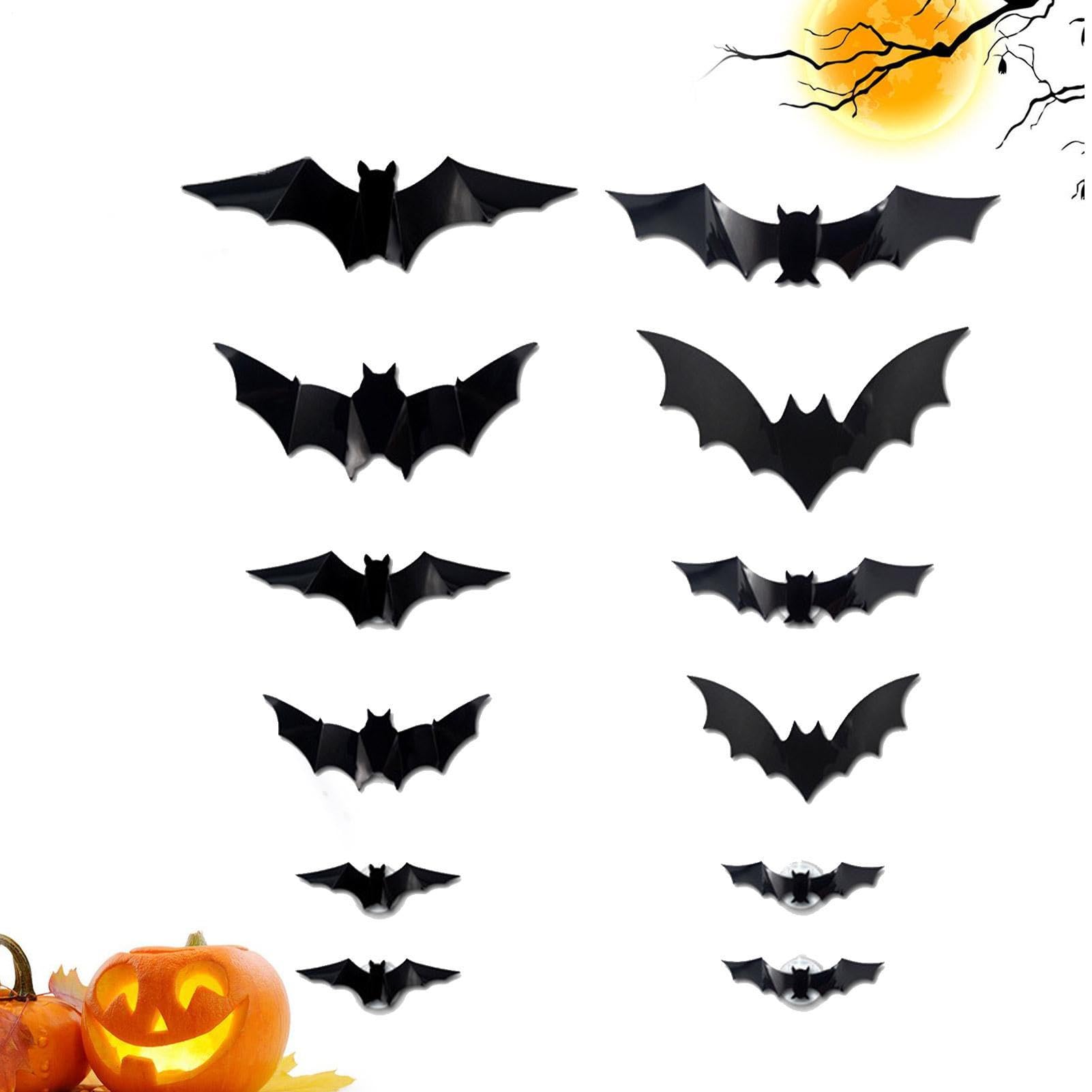 Décoration LED design chauve-souris 3D éclairée et autocollants muraux Halloween intérieur