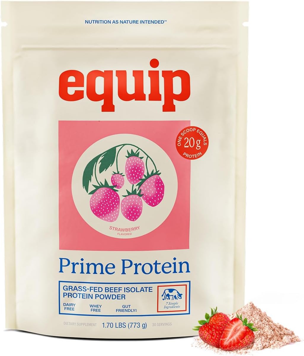 Foods Prime Protein Powder | Clean, Grass Fed Beef Protein Powder | Carnivore Protein Isolate | Paleo, Keto Friendly | Gluten & Dairy Free | Helps Build & Repair Tissue | 30 Servings, Strawberry