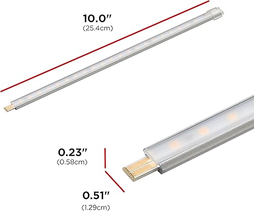 Miniatura 3 de UltraPro Tiras brillantes LED enlazables de 10 pulgadas, paquete de 4, 1100 lúmenes, luz blanca cálida de 2700 K, bajo voltaje, iluminación debajo