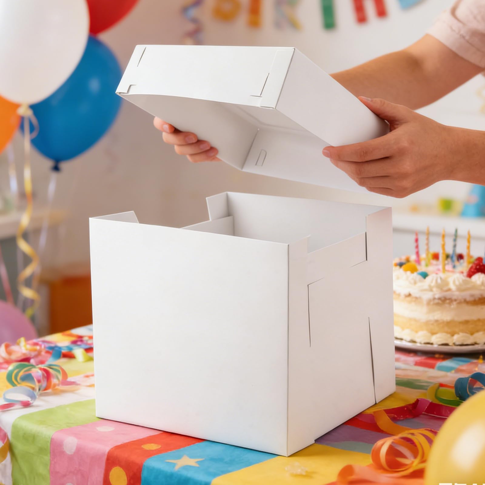 10 cajas de cartón para tartas, color blanco, 30 x 30 x 30 cm, caja para tartas, caja de transporte para tartas, caja de transporte, para tartas, cajas de cartón para tartas, pasteles