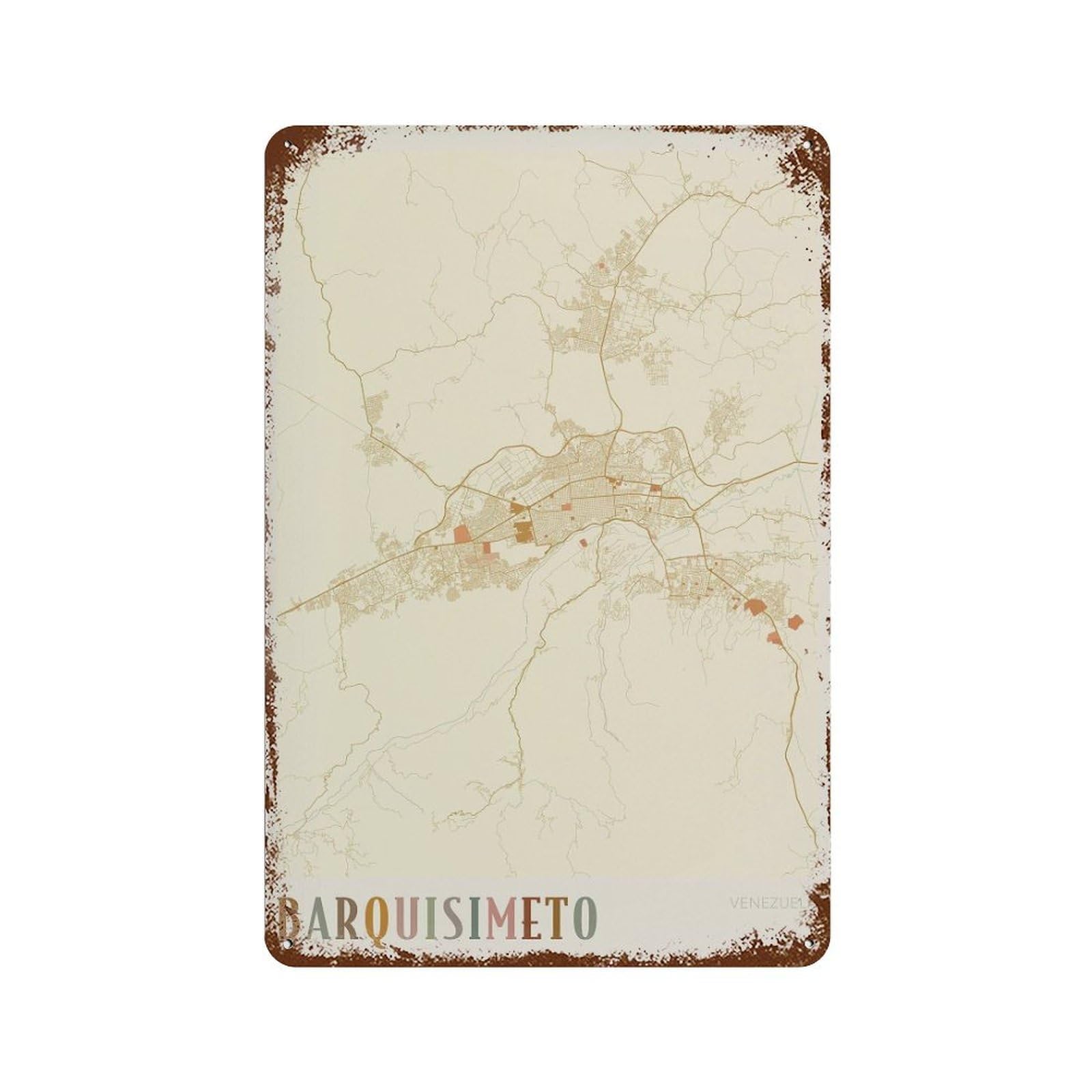 xiaoxiaoshen Barquisimeto Map Venezuela Travel Gift Boho Decor (2) Wall Decor Art Metal Tin Poster Modern Home Decor Art Home Bar Shop Decorations Vintage Sign 30x20cm