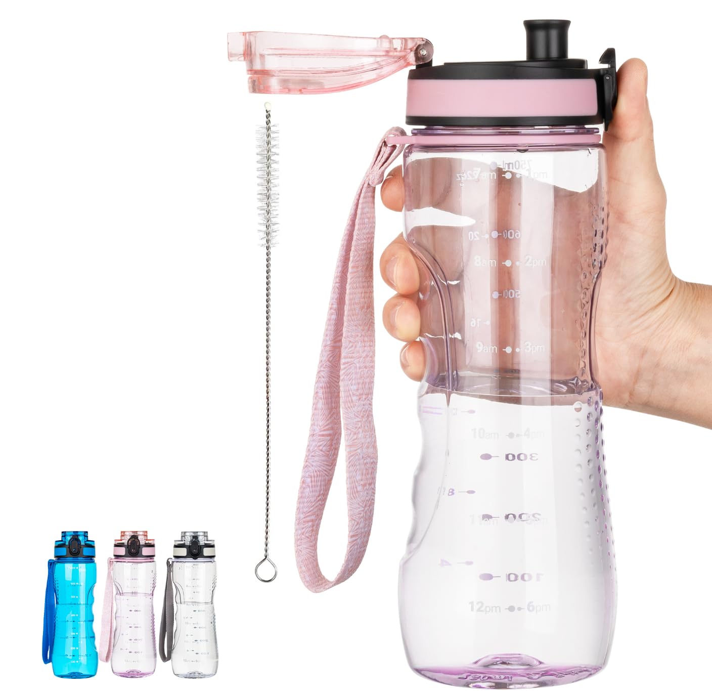 AIDEAMART 24 OZ (Chug Lid) Motivational Kids Water Bottle for school Girls Boys, With Time Marker, Leak Proof, Tritan BPA Free Reusable water bottles