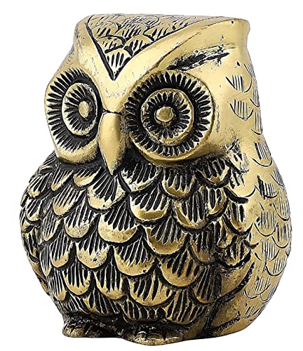 Image of ARTSMART Metal Handicraft Owl Showpiece for Home Decor Decorative Figurine Owl Statue Vastu Gift Item - Brass Finish