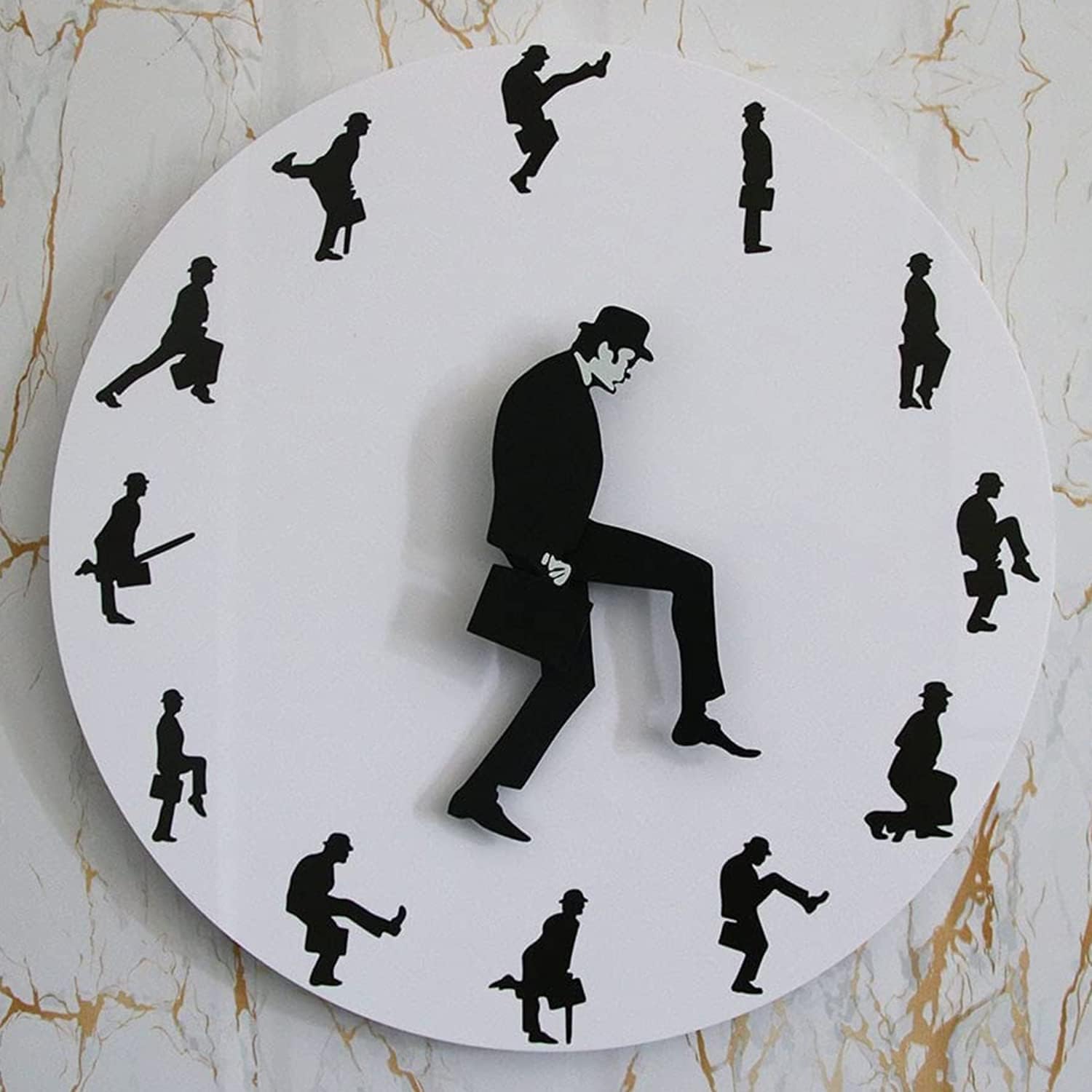 Junwei Clock Silly Walk -Ministry of Silly Walks Clock Creative Wall Clock Artwork, Accurate Sweeping Second Silent Clock,Suitable for Bedroom, Office and Library Wall Decor. (B)