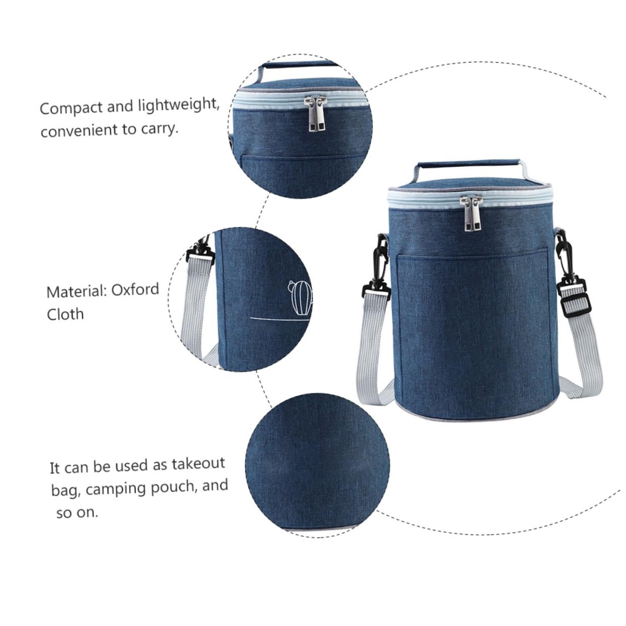 Garneck Isolierte Lunchtasche Mittel aus Oxford Stoff mit Aluminiumfolie Innenfutter Thermotasche für Camping und Outdoor Tragbar mit Griff und Schultergurt