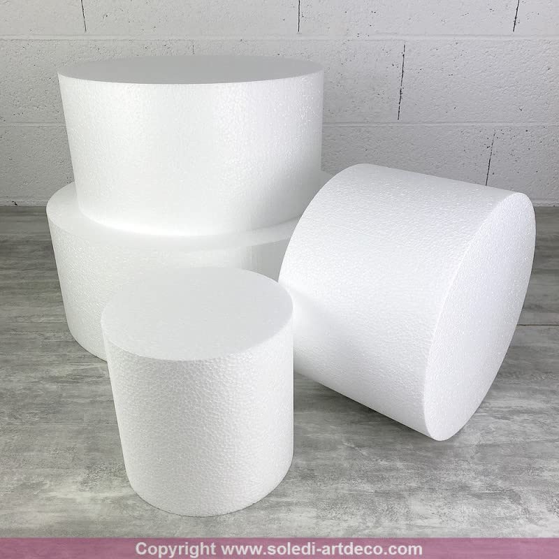 Lealoo Pièce montée Wedding Cake Hauteur 60 cm, Base Ø 50cm à 20cm, 4 disques de 15cm de Haut en Polystyrène