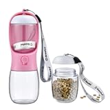 Dog Water Bottle with Food Container&comma; Travel Puppy Water Bowl&comma; Portable Pet Dispenser&comma; Girl Dog Accessories Stuff Items Essentials Necessities for Yorkie Chihuahua Cat Walking and Hiking