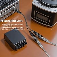 Vista 5 de ICESPRING - Enchufe estéreo de 1/4 de pulgada de 0.250 in, macho a doble conector de 1/4 de pulgada y 0.250 in, convertidor de cable divisor hembra