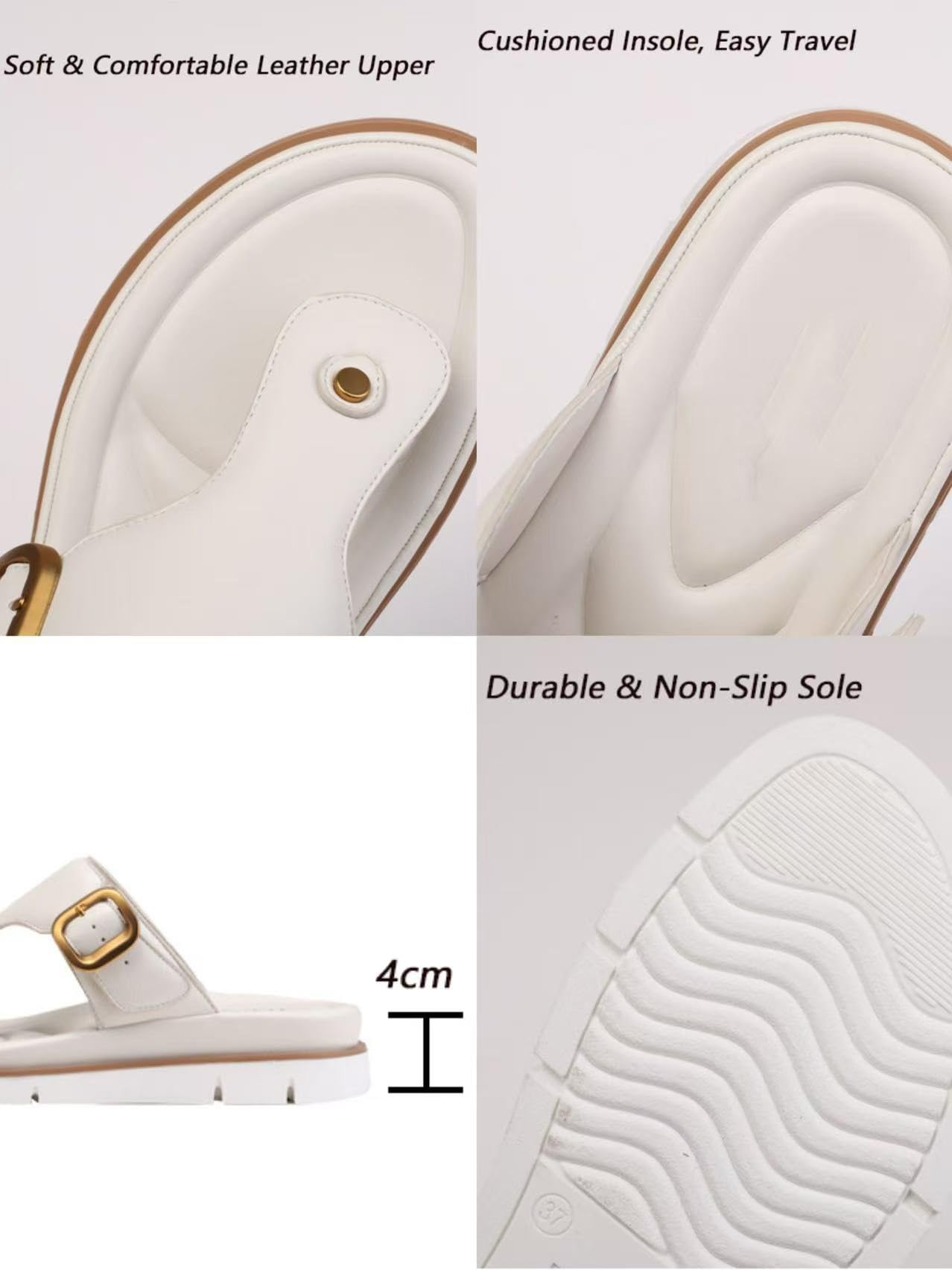 Damskie płaskie klapki sandały 4 cm platforma T-Strap plaża wakacje kapcie poduszka wkładka do wewnątrz i na zewnątrz