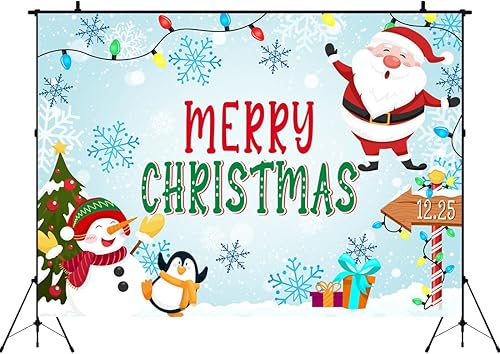 Miniatura 3 de Aperturee Telón de fondo de Navidad de 7 x 5 pies, Papá Noel, árbol de Navidad, copo de nieve, fotografía, decoración para colgar en la pared,