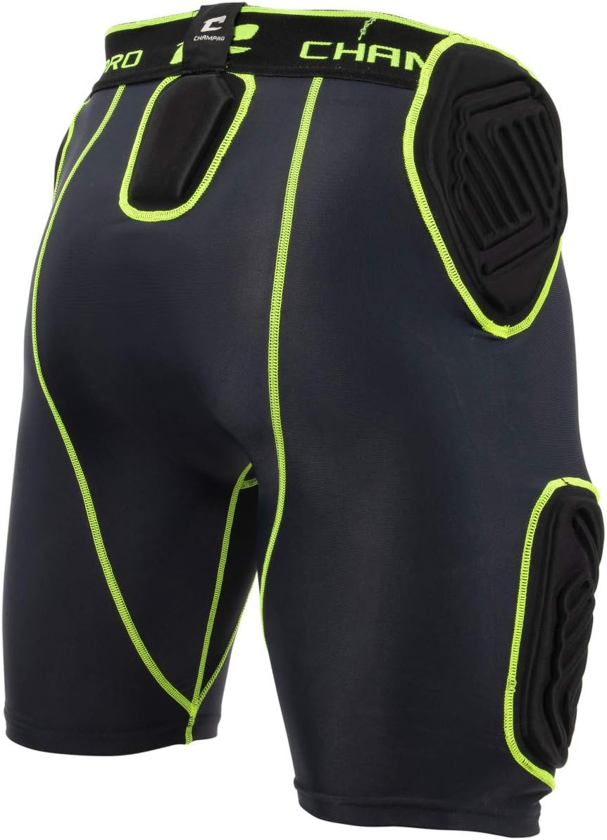 CHAMPRO boys 5-Pad Youth Football Bull Rush 5 Pad Girdle, Black, X-Large US