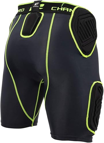 Miniatura 7 de CHAMPRO Faja de fútbol integrada Bull Rush de 5 almohadillas para hombre, pantalones cortos de compresión acolchados