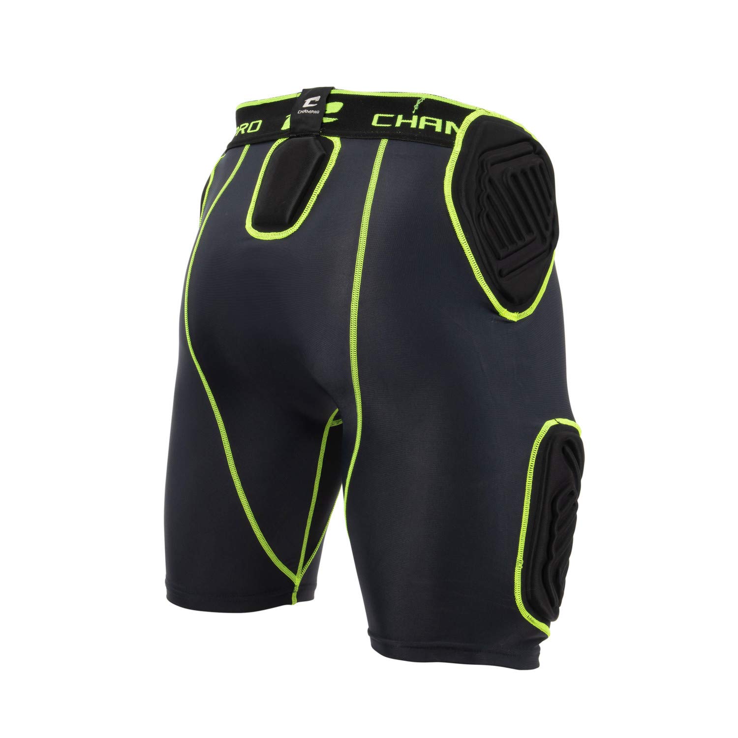 CHAMPRO boys 5-Pad Youth Football Bull Rush 5 Pad Girdle, Black, X-Large US