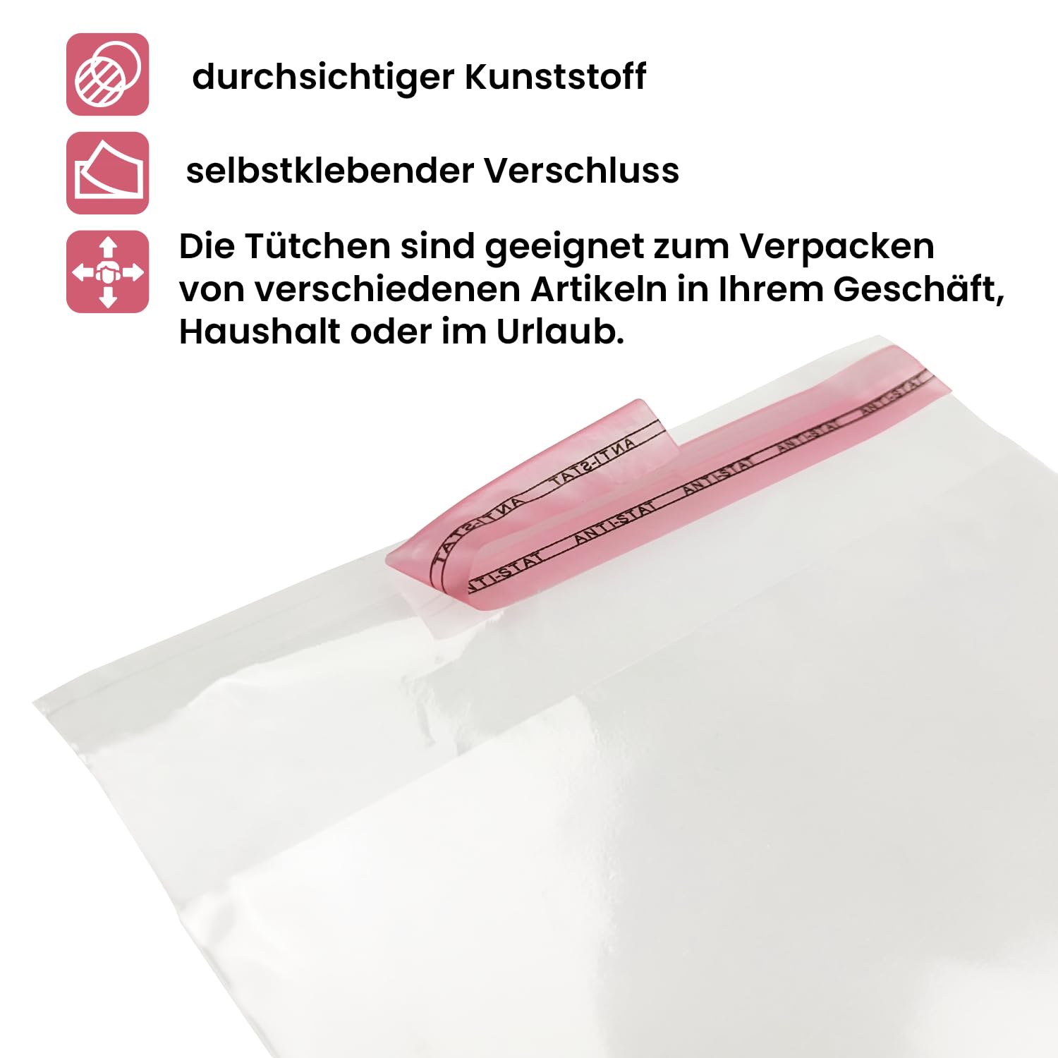 Netuno 500 bolsas transparentes 12,5 x 17 cm solapa de 3 cm con cierre autoadhesivo reutilizables bolsas de plástico PP para dulces regalos joyería golosinas fotos ropa pendientes alimentos libros
