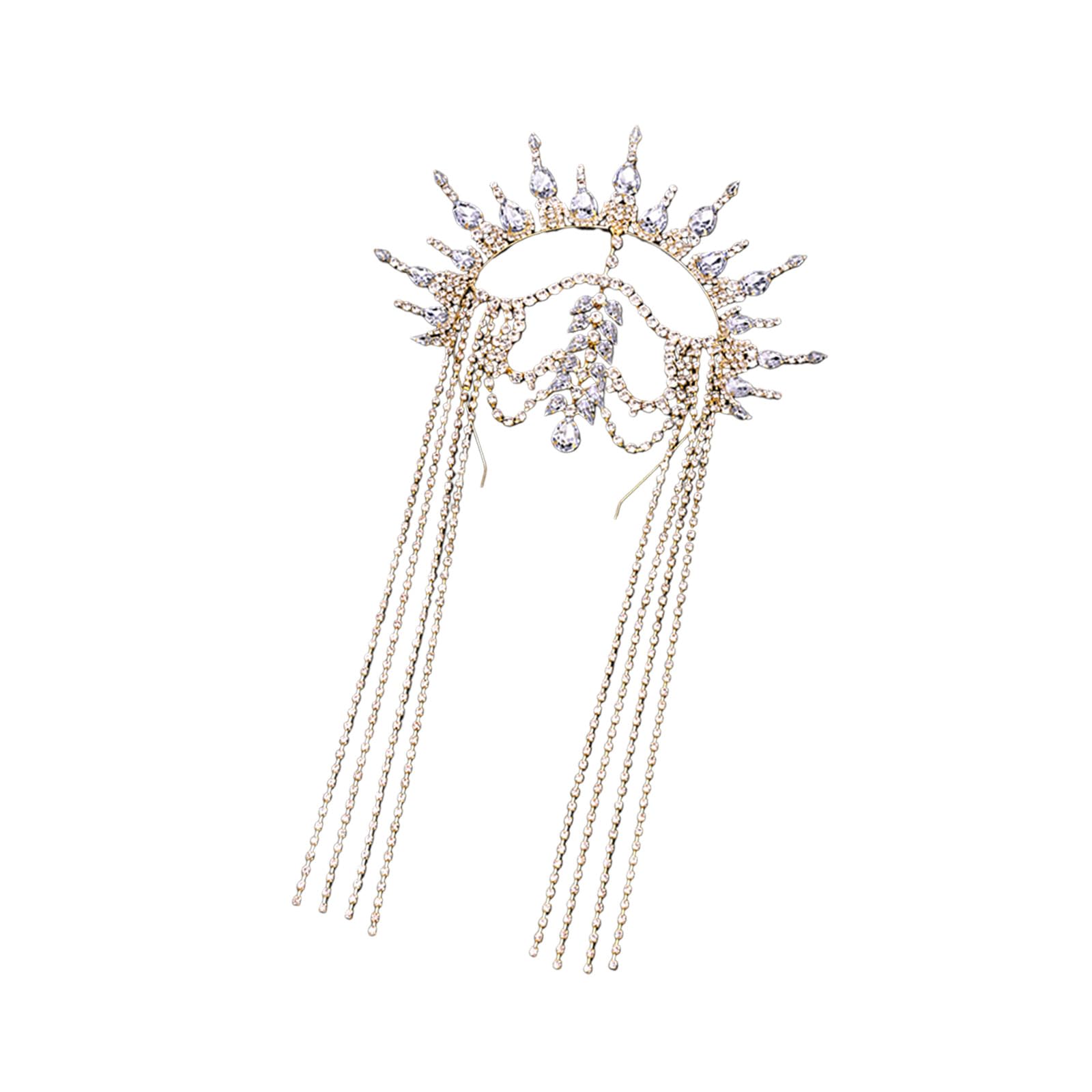 Cerchietto per capelli da festa, con strass scintillanti e nappe, da donna, per serate e occasioni formali, fascia per capelli con strass
