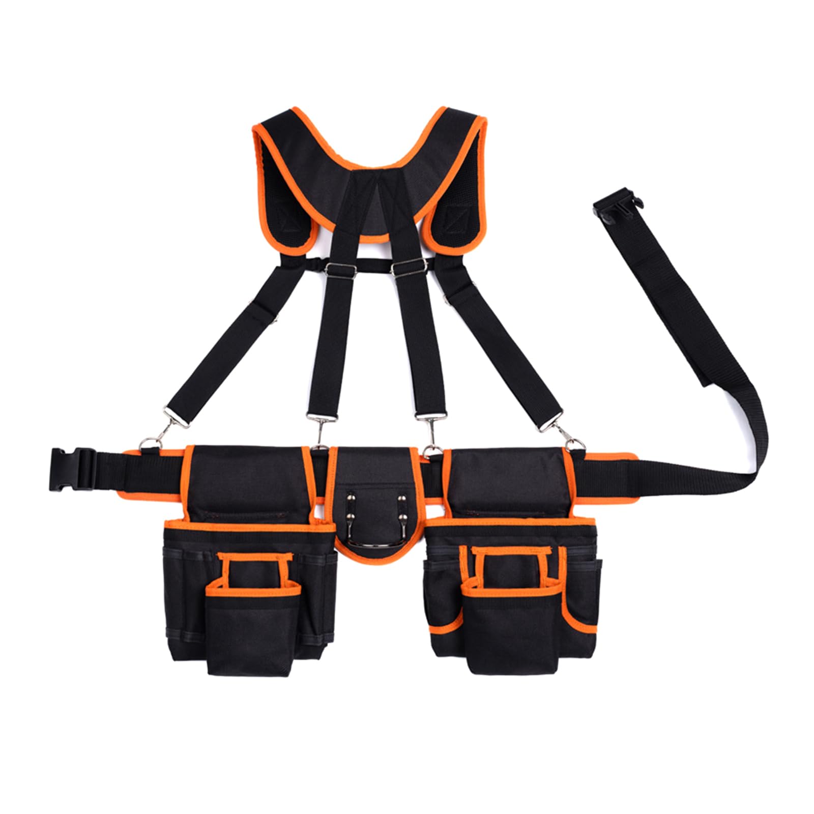 Rgybao Men's Blackandorange Waist Tool Belt Bag For With Suspenders And Multiple Pockets For Electricians Carpenters And Gardeners Carpenters Tool Organizers