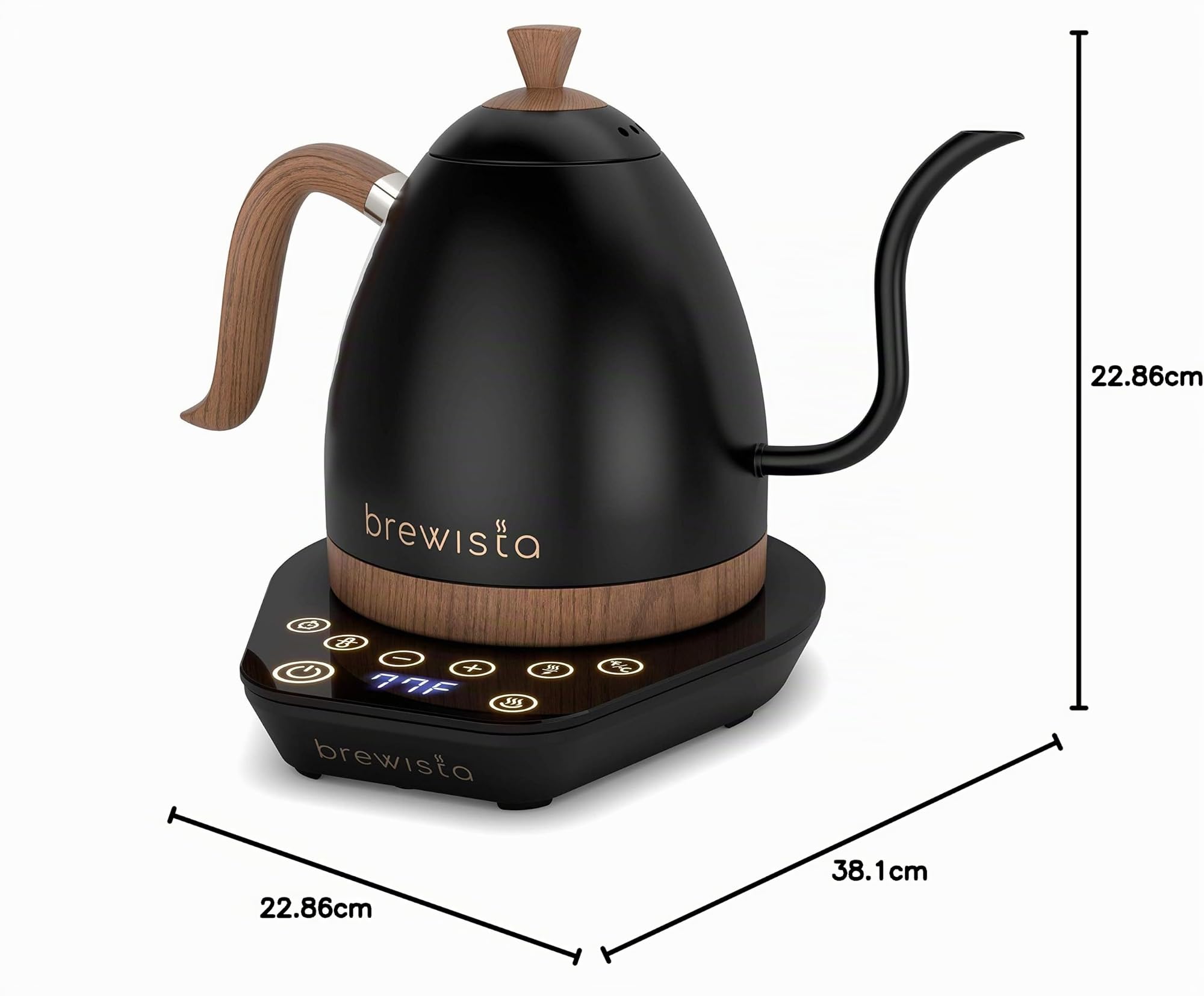 Brewista Artisan Matte Black | Hervidor eléctrico | Caño de cuello de cisne | Regulación de temperatura | Slow Coffee Barista | 1,0 L