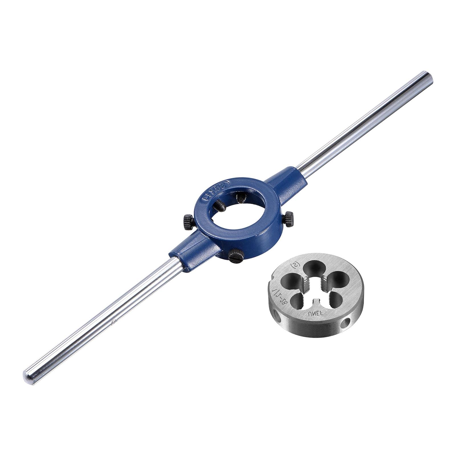 MACHSWON Die Stock Handle Wrench Set,1/2-28 UNEF Threading Die and 38mm (1-1/2") Holder (Fits: 26mm-38mm OD / M12-M16 Round Dies) Adjustable for Bolt Thread Repair