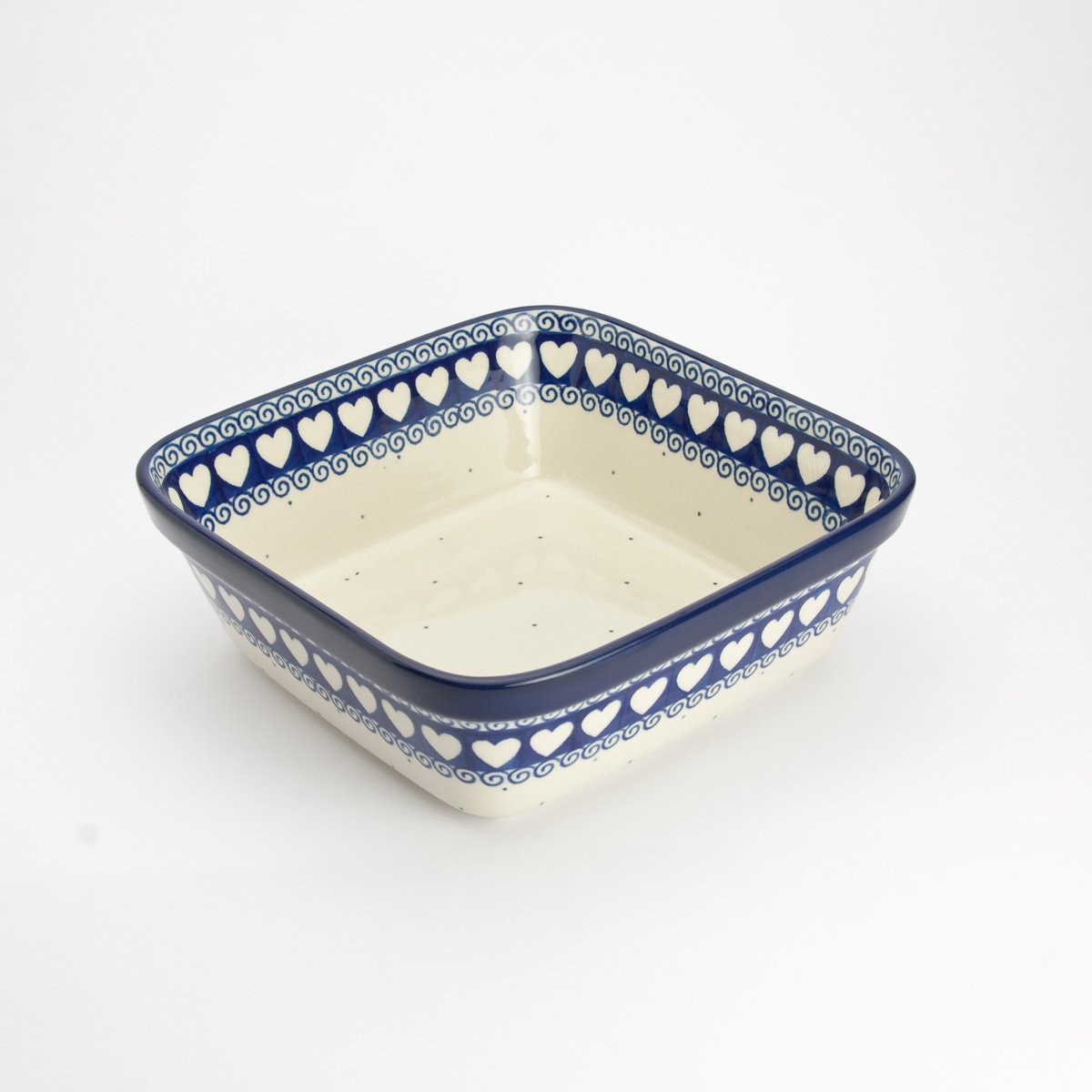 Polish Pottery 20cm Square Lasagne Oven Serving Dish - Light Hearted
