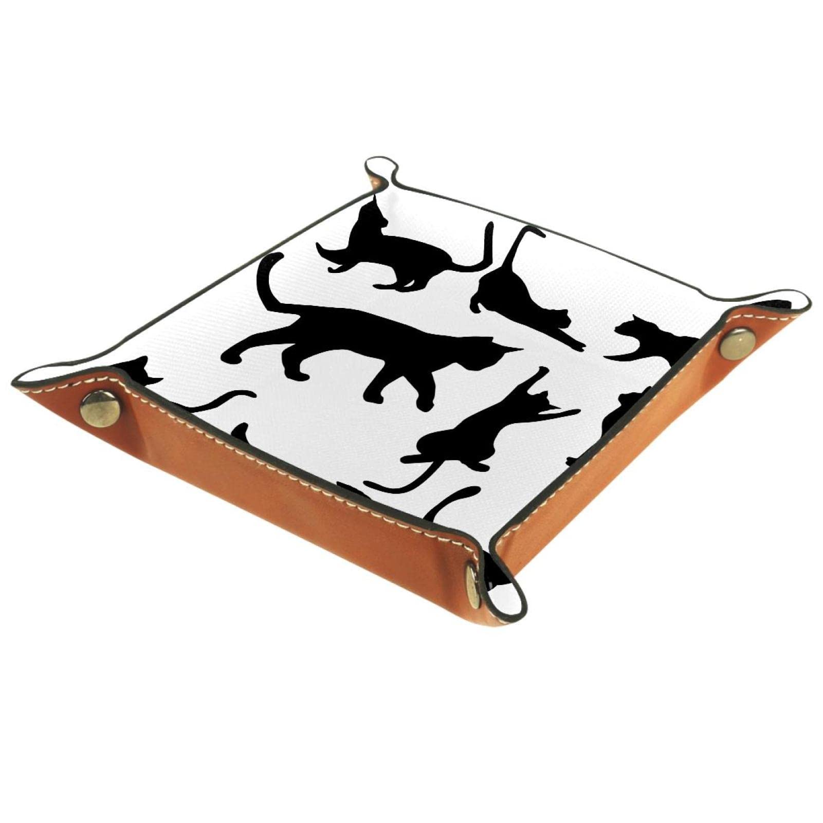 Amazon｜PUレザーバレットトレイ、鍵、財布、コイン、ジュエリー用トレイ、父の日ギフト母の日ギフト、黒い猫の漫画の動物のシルエット｜かご・バスケット  オンライン通販