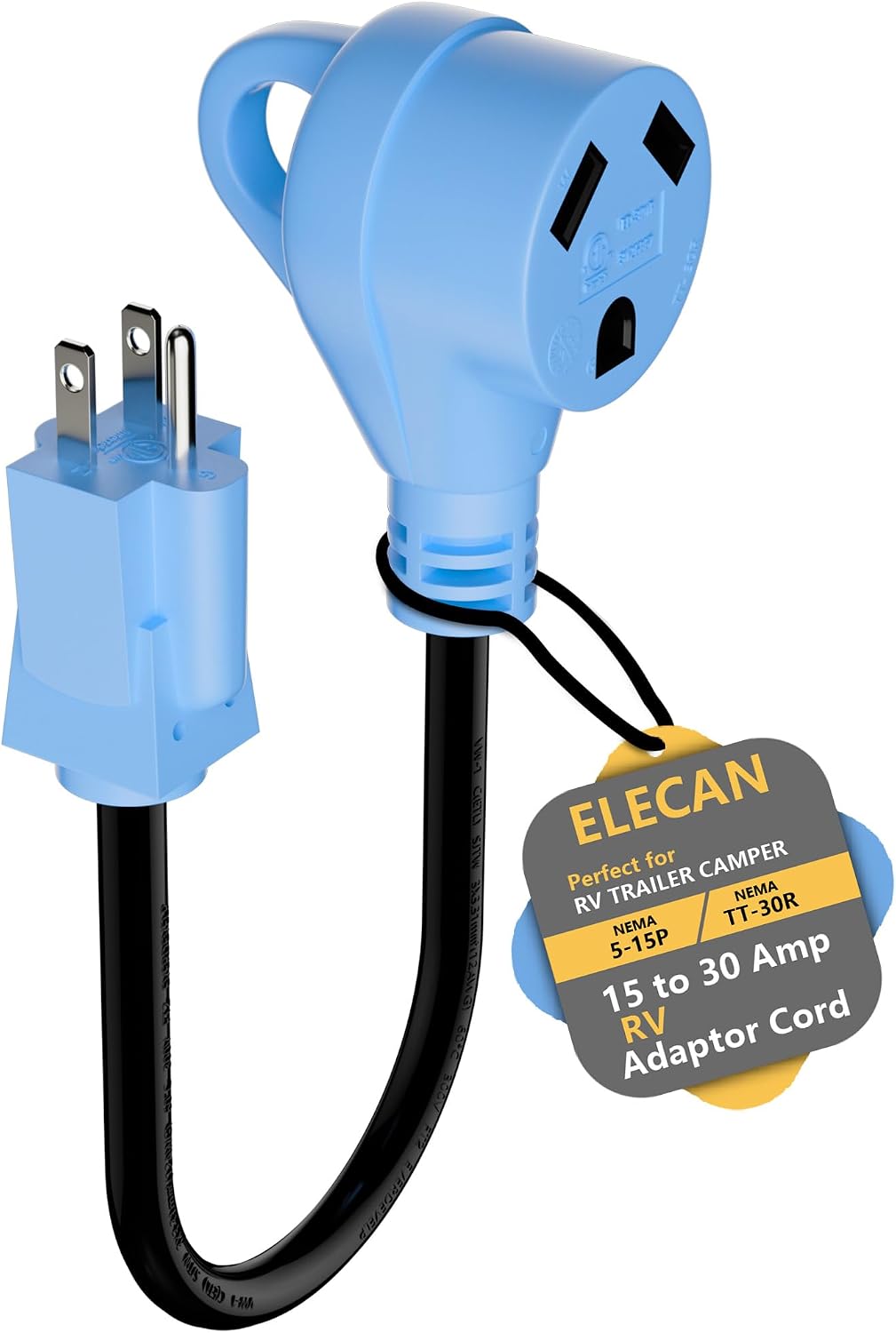 Amazon.com: Elecan RV Adapter Plug 15 Amp Male to 30 Amp Female 110V ...