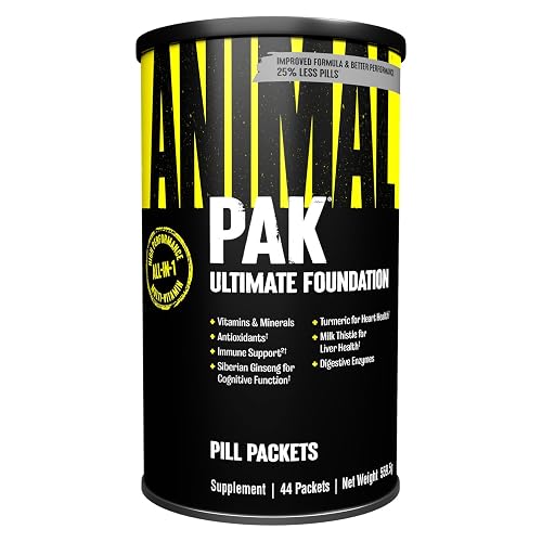 ANIMAL Pak Ultimate Foundation - 12-in-1 Multivitamin-Komplex mit Vitaminen, Mineralien & Aminosäuren - mit Vitamin D3 K2 & Magnesium - 44 Packungen mit je 8 Tabletten - Geschmacksneutral - 44 Stück (1er Pack)