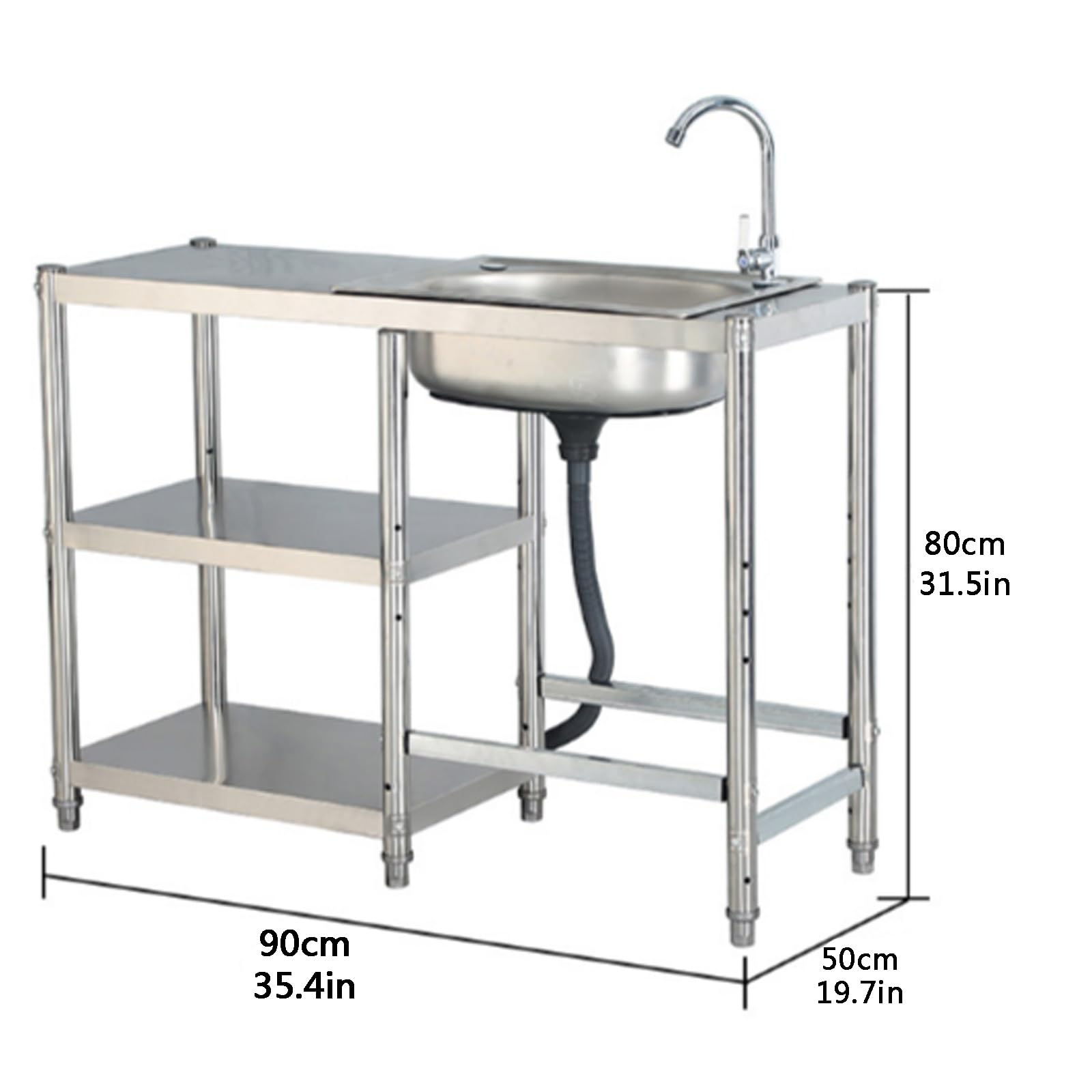 Lavello portatile in acciaio inox per esterni, compatto lavello da cucina a vasca singola per bar, fattoria e uso esterno, perfetto per cucinare e preparare cibi