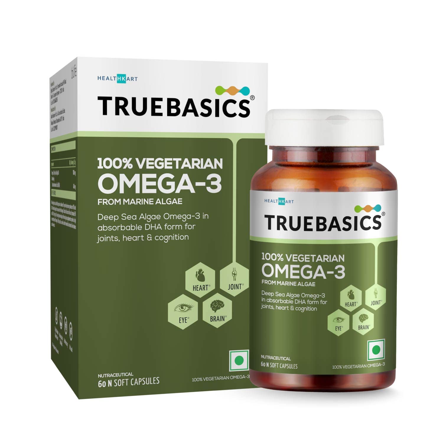 TrueBasics 100 Vegetarian Omega 3 with Deep Sea Algae Oil 1000 mg