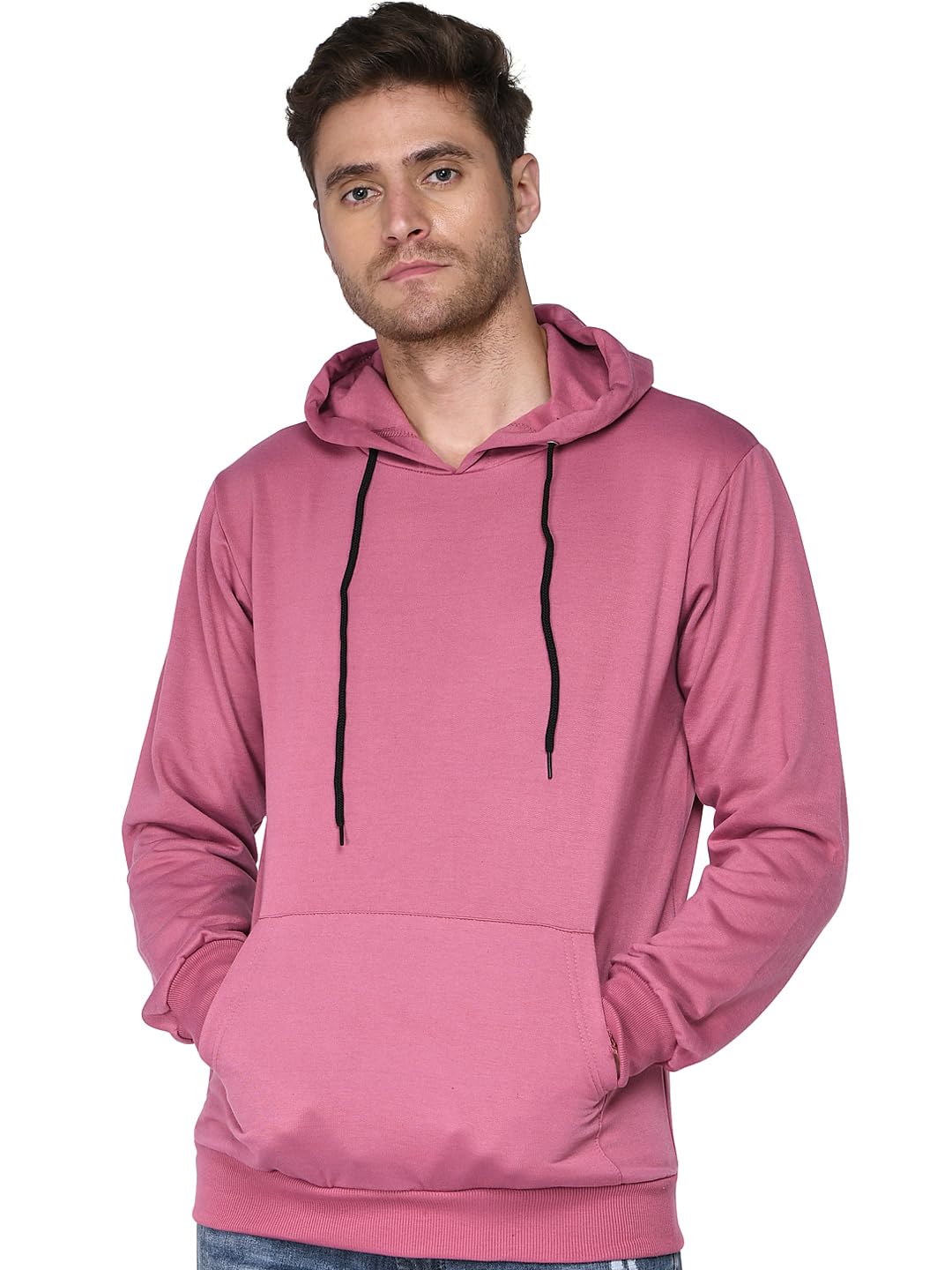 sxv style Hooded Pullover Solid Plain Unisex Cotton Oversized Baggy Sweatshirt Hoodie-picture-11