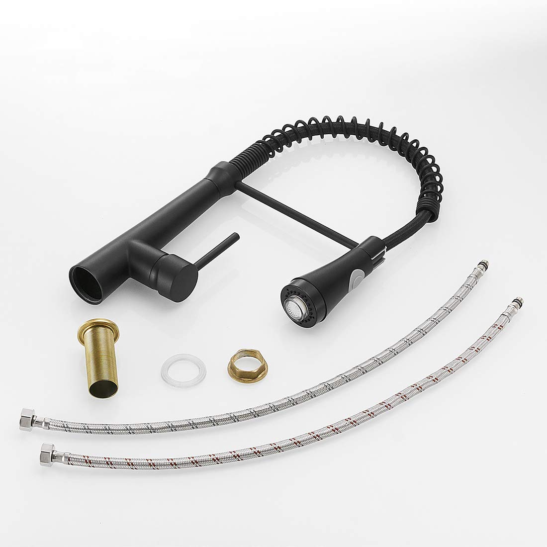 TIMACO LED Grifo de Cocina Negro con Muelle en Espiral, Rotación de 360 °, Monomando, Grifo Mixto Caliente y Frío