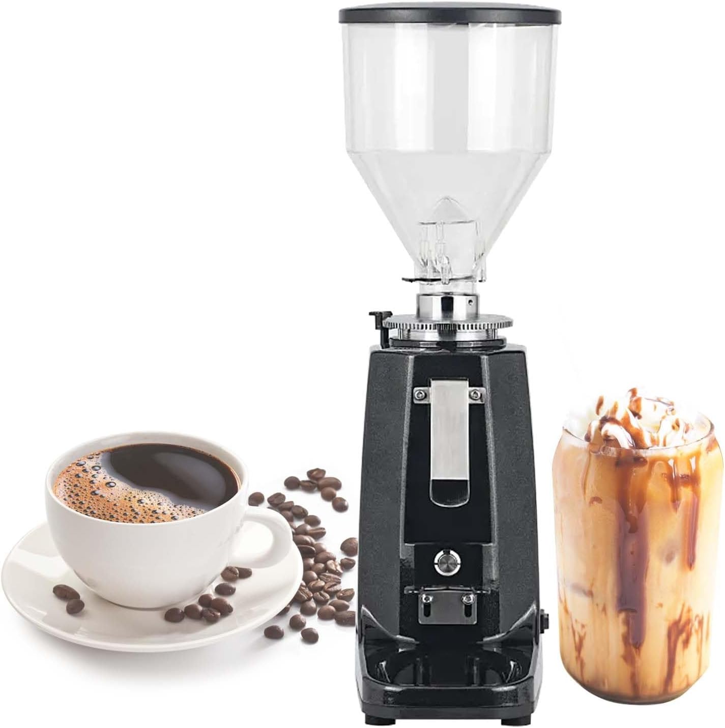 Professional 250W Coffee Bean Grinder, 1500ml Vertical Commercial Electric Cafe Mill with 60mm Stainless Steel Flat Burrs, 19-Speed Adjustable Dual-Mode Coffee Grinder