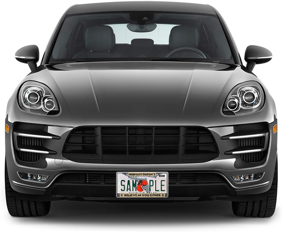 Fastasticdeals Metal Insert License Plate Frame Bigfoot Doesn't Believe in You Either A Weatherproof Car Accessories Black 2 Holes Solid Insert image 4