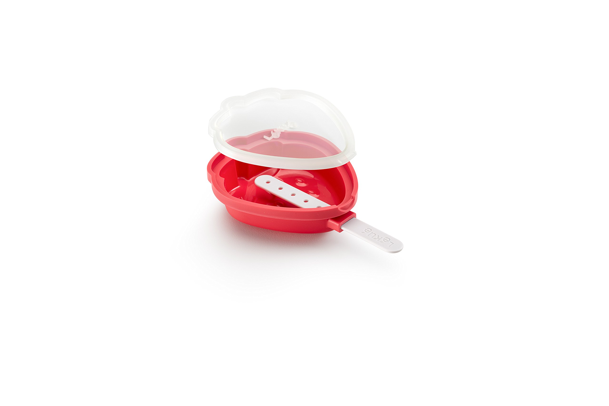 Lékué Pack de Moldes para Helados en Forma de Fresa, Silicona platino Rojo, 95 ml x 4 Unidades