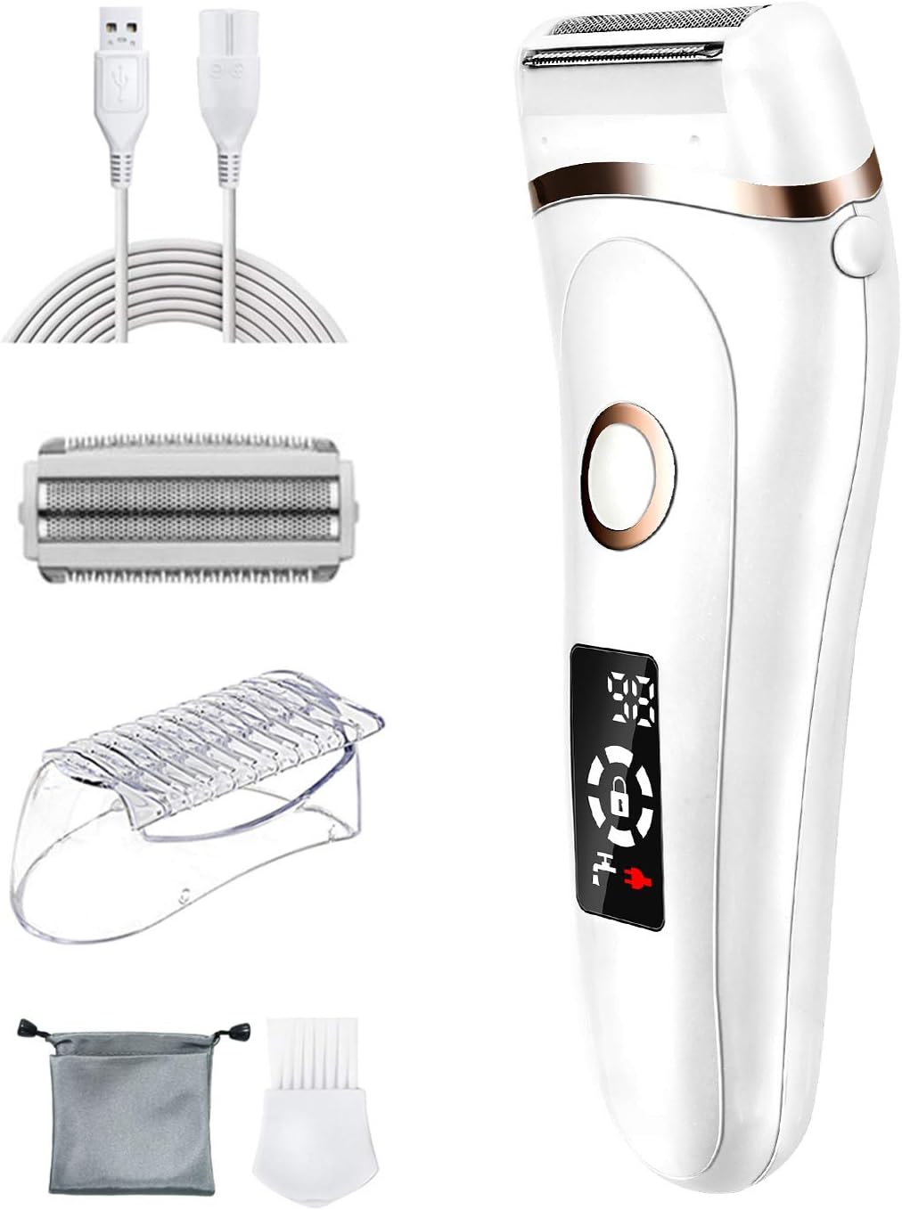 Electric Razors for Women, FAMATE Ladies Electric Shaver for Legs and Underarms Cordless Rechargeable Body Hair Remover for Women Public Hair Bikini Trimmer with LED Display Wet/Dry Use