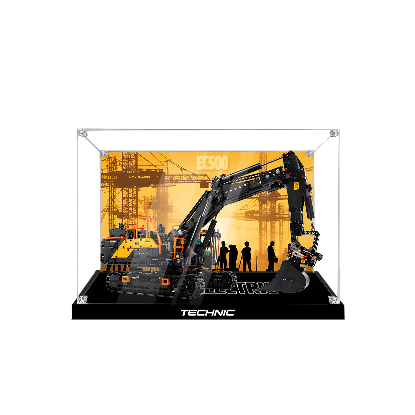 Espositore in acrilico per lego technic 42215 volvo ec500 ibrido escavatore set per adulti, scatola di visualizzazione a prova di polvere, vetrina trasparente, scatola di immagazzinaggio blocco di