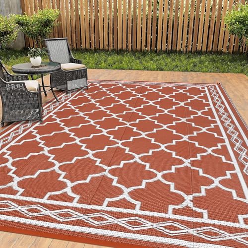Garvee Outdoor Rug 8 x 10 Patio Waterproof, Foldable Reversible Plastic Straw Area Rugs Mat for Camper Decor, Outside Carpet for Rv, Deck, Porch, Picn