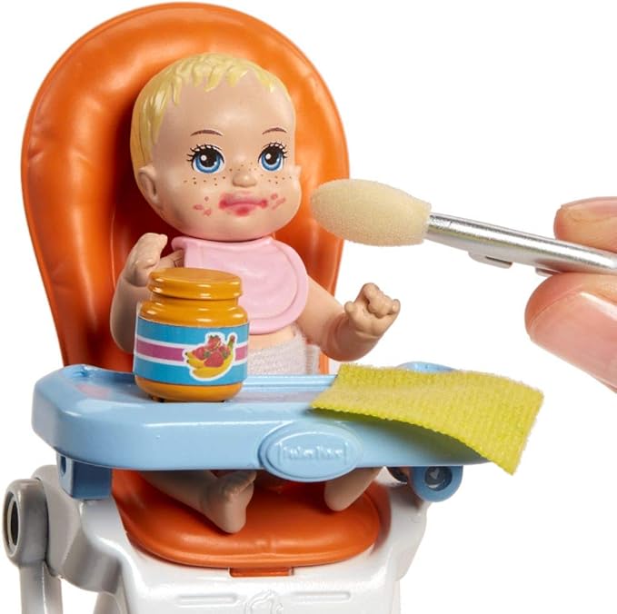 Amazon Com Barbie Babysitting Playset With Skipper Doll Color Change Baby Doll High Chair Crib And Themed Accessories Amazon Exclusive Toys Games