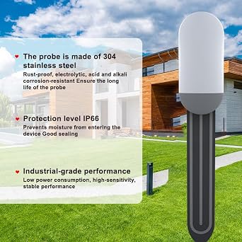 Zigbee Soil Moisture Sensor, Wireless Smart Plant Sensor Leave-in Soil Thermometer, Capacitive Probe, Tuya Zigbee Hub Needed IP66 Moisture/Temperature Meter for Garden Planting