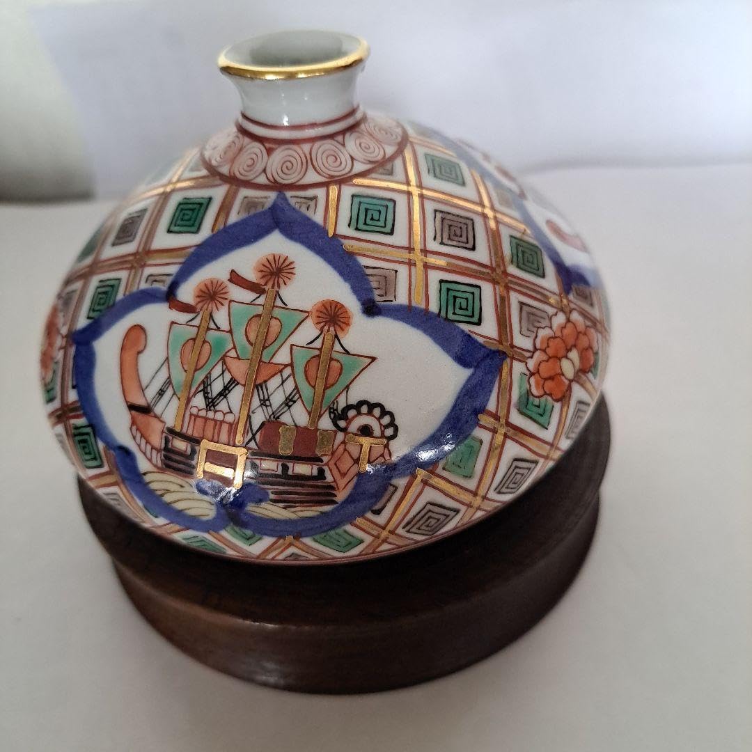 江戸中期 油壺 極上品 大型 オランダ古船 金彩赤絵 大明盛化年