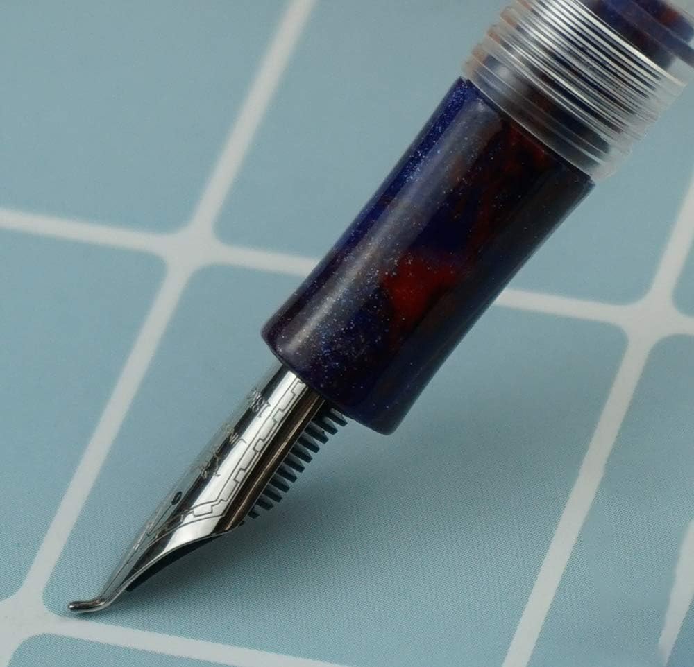 C1 Snowflake Eyedropper Fountain Pen Bent Nib, Double Ink Filling System with Original Box