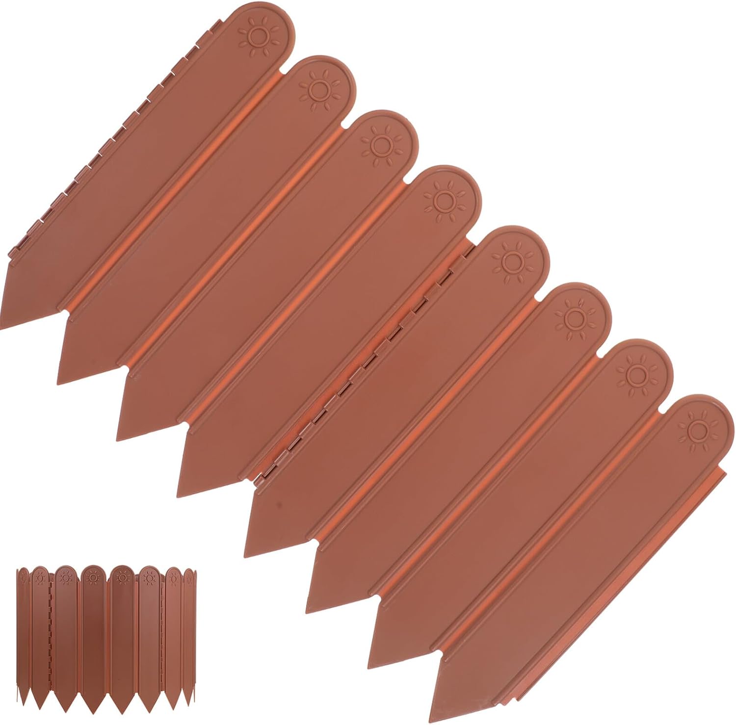 Reusable Plastic Garden Fence Decorative No Dig Lawn Edging for Flower Beds Balcony and Protection with Natural Brown Finish